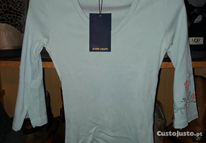 camisola azul Zara mangas 3/4 nova com etiqueta