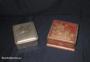 2 caixas de metal guarda jóias vintage