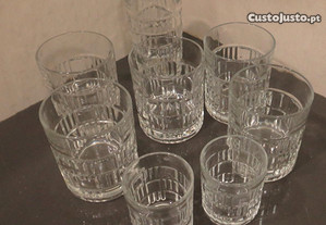 Copos vidro trabalhado, 3 Tamanhos - Total de 8 copos
