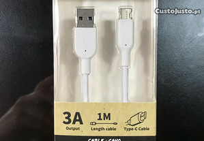 Cabo carregador USB Type-C / USB-C , 3 Amp. - Fast Charging
