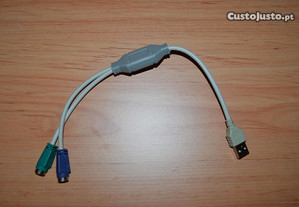 Adaptador - Conversor - PS2 para USB -Rato Teclado