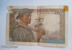 Nota francesa de 10 francs, 1943