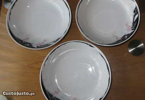 Conjunto de 3 pratos fundos de servir, Porcelana Chinesa, Diâm. 20 cm