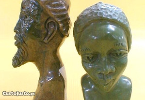 Escultura busto diverso verdite 11x5x6cm