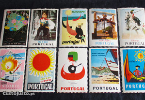 Raras Vinhetas coloridas das cidades e regiões de Portugal Anos 50