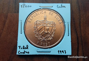 Moeda 1 Peso Cuba 1993 - Fidel Castro