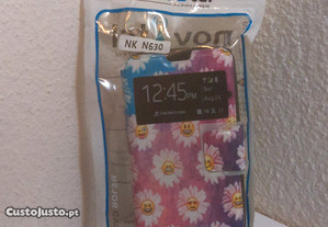 Capa Carteira Nova Nokia Lumia 630 Flores Felizes