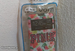 Capa Carteira Nova p/ Nokia Lumia 630 Flores PINK