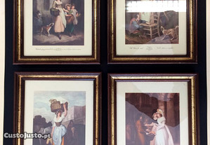 4 quadros emoldurados reproduções pintura clássica
