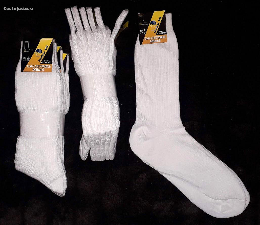 12 pares meias unisexo brancas 38/40 100% algodão