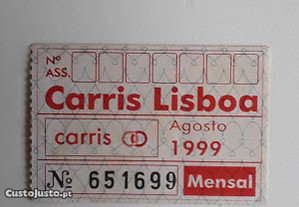 Antiga Senha de Passe Carris Lisboa Agosto 1999
