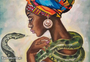 óleo sobre tela Mulher africana