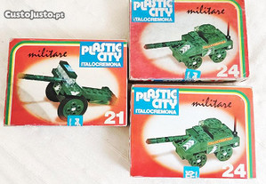 3 Caixas Vintage Plastic City Italocremona Tanques de Guerra Construções militares