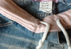 Jeans com risca rosa de lado ,Made in Italy