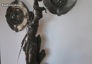 Antiga estatueta bronze de arte Joana d'Arc Joan of Arc séc 19
