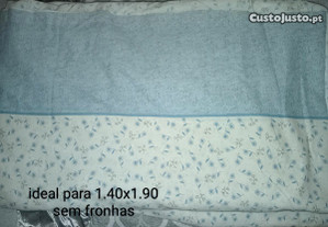 Conjunto de lençóis azul de flanela, ideal para camas 1.40x1.90, sem fronhas