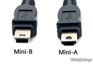 Cabo de Alimentação/Dados (Mini-USB A Macho / Mini-USB B 5 pinos Macho)