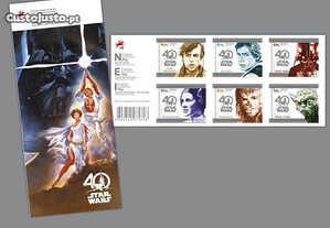6 selos auto adesivos 40 anos Star Wars booklet
