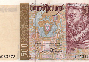 Nota de 500 Escudos de 11/9/1997 - Ch. 13 - nova - Bernardino Pereira
