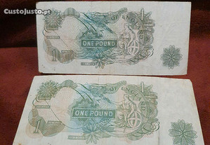 Duas Duas notas one pound rainha Elisabeth