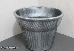 Vaso para Plantas, Trabalhado, Prateado e preto - Altura: 16 cm