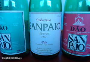 3 garrafas de vinho S. Paio, vazias, 1991
