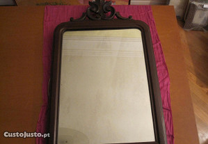 Antigo Espelho D. Maria Madeira Entalhada 77 cm