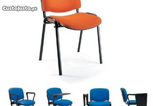 Cadeira Visitante Multiusos Revestida Tecido / Pele Sintética Novo