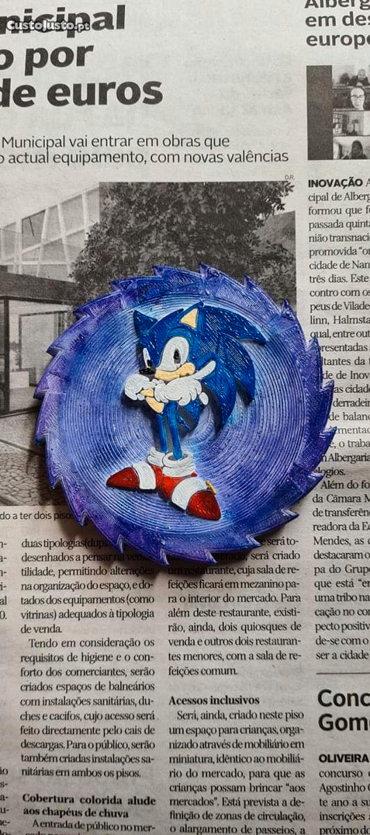 Medalha do Sonic - pintada à mão (nova)