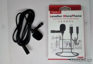 Microfone universal para telemóvel Type-C Lavalier