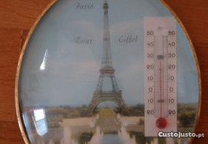 Quadro oval antigo termômetro Torre Eiffel Paris