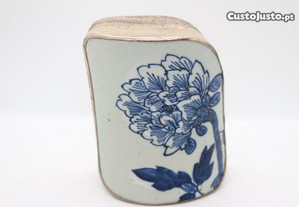 Caixa Porcelana e Prata Chinesa Azul Branco Lotus