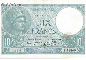 Espadim - Nota de 10 Francos de 1940 - França 840