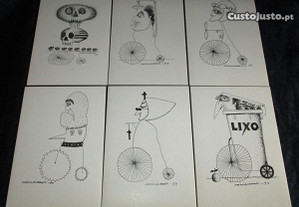Postal Série Ciclistas Desenhos de Mário Alberto