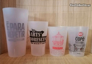 Conjunto de 4 copos recicláveis em plastico para cerveja com publicidade