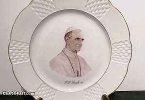 Prato comemorativo loiça VA visita de Sua Santidade o Papa Paulo VI a Fátima 1967 no 50 Aniversário