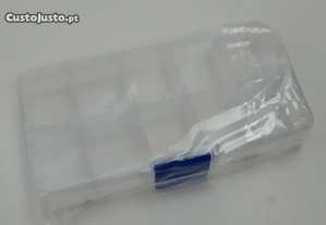 Pequena Caixa Plástico Transparente Nova 10 Divisórias c/ Tampa Fecho