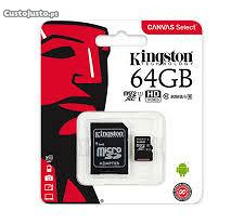Cartão Micro SD Kingston 64GB c/ adaptador