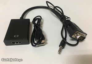 Cabo Adaptador VGA para HDMI com Áudio - NOVO