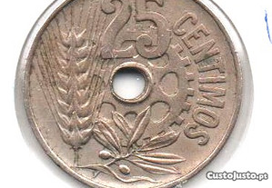 Espanha (República) - 25 Centimos 1934 - bela/soberba