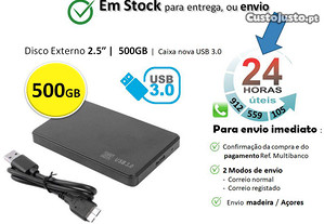 Disco Externo 2.5 500GB Caixa nova USB 3.0