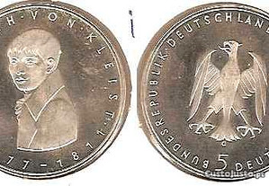 Alemanha - 5 Deutsche Mark 1977 G - soberba prata