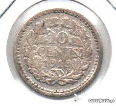 Holanda - 10 Cents 1919 - mbc/mbc+ prata