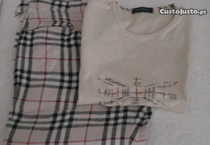 Conjunto Verão de 2 peças BURBERRY p/ menina 12 Anos: Calça + T-shirt