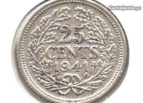 Holanda - 25 Cents 1941 - mbc+/bela prata