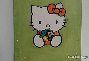 Quadro Hello Kitty pintado á mão