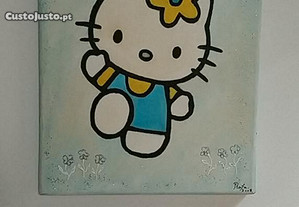 Quadro Hello Kitty pintado á mão