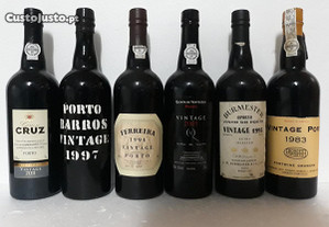 6 garrafas de vinho do Porto vintage