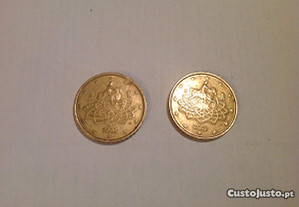 2 moedas de 0.50 cêntimos- Itália 2002 - portes in
