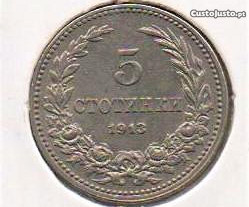 Bulgária (Reino) - 5 Stotinki 1913 - bela/soberba